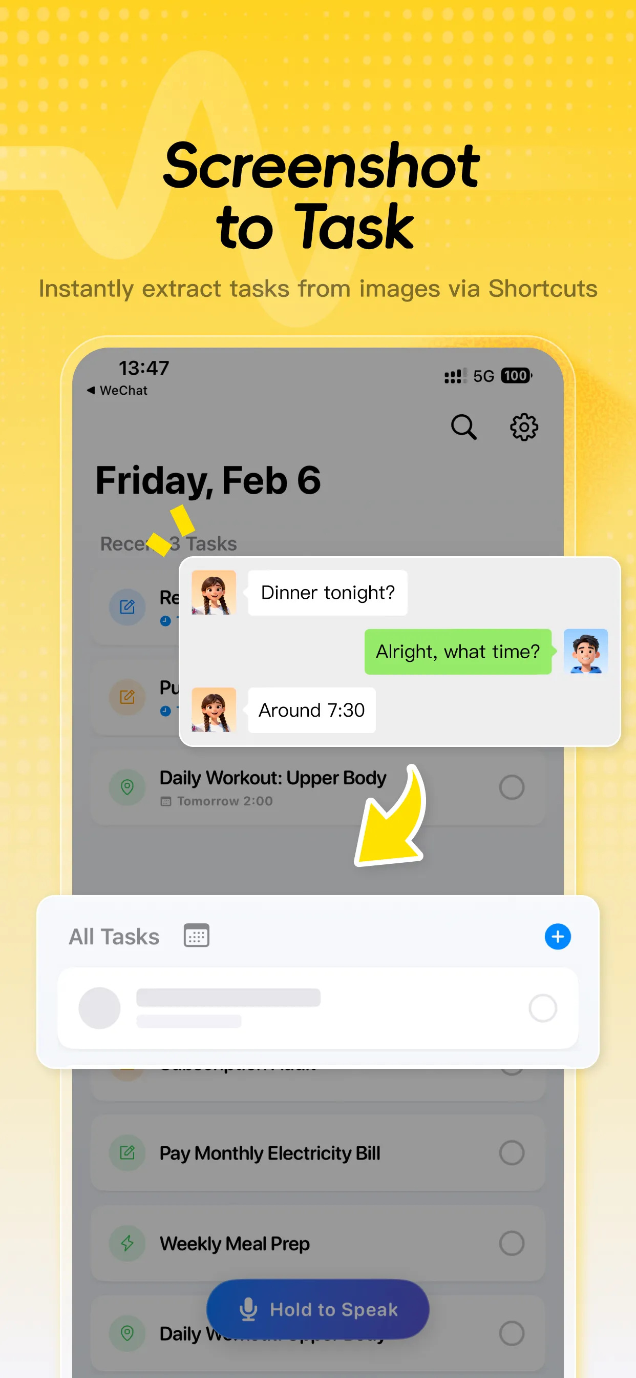 Image to Task - OCR feature extracting text from screenshots